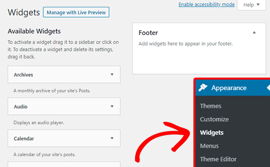 WordPress Widget settings
