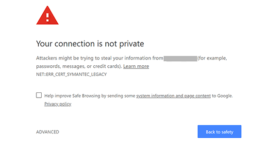 Connection Not Private Google Chrome 1