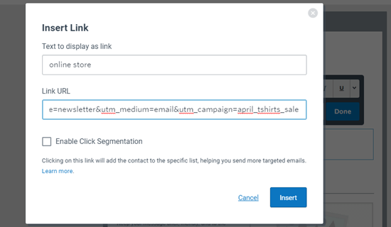 Constant Contact Inserting Trackable Link