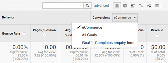 Viewing your eCommerce statistics for your campaigns in Google Analytics