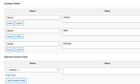 Adding multiple values to a custom field