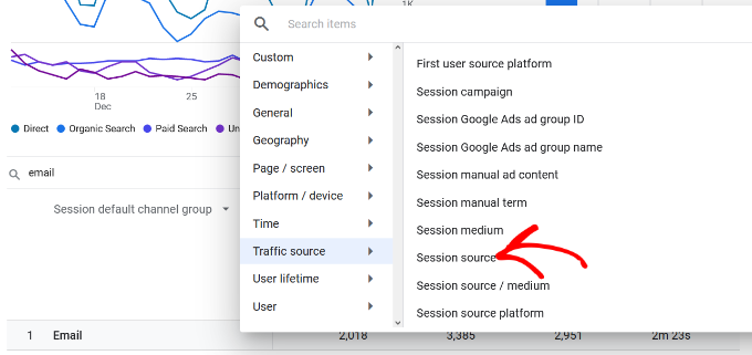Select session source Select session source
