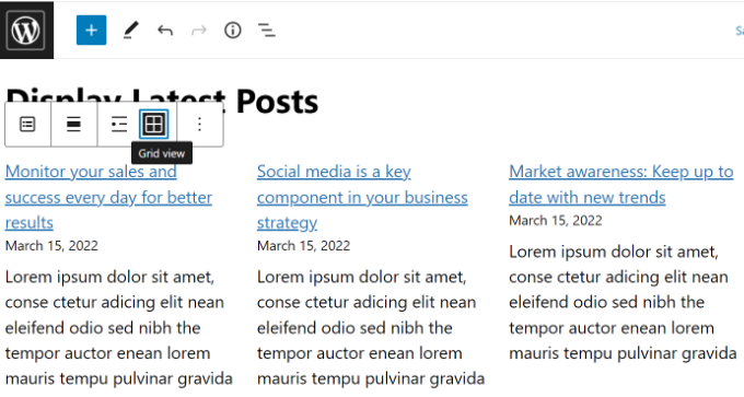 View latest posts in grid view