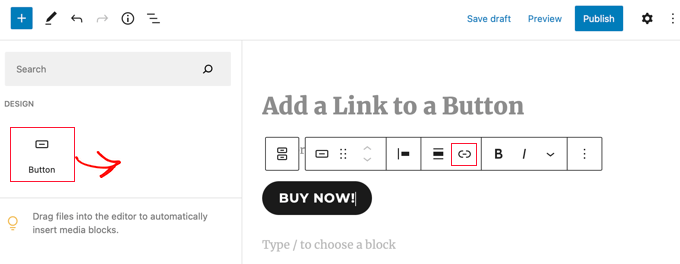 Добавление кнопки ссылки в редакторе блоков