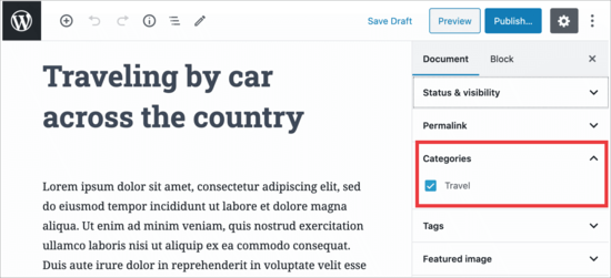 Limita le categorie nell'editor di WordPress