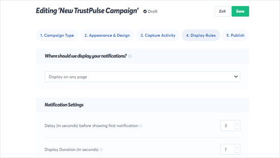 Вы можете настроить параметры уведомлений TrustPulse так, чтобы они работали именно так, как вам нужно