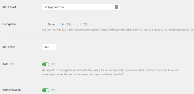 Configure other SMTP