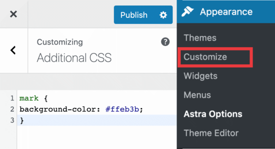 Impostazioni CSS personalizzate