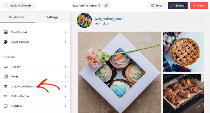 How to customize the load more button in your Instagram feed