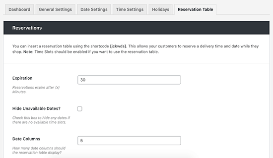 Reservationtable