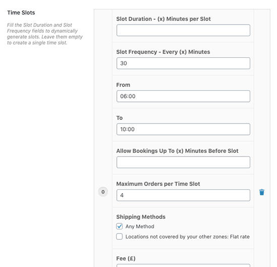 Time slot configuration