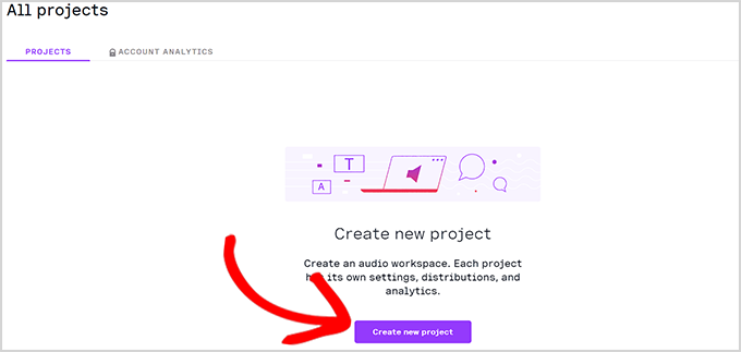 Click Create new project button