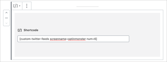 Inserisci lo shortcode di Twitter