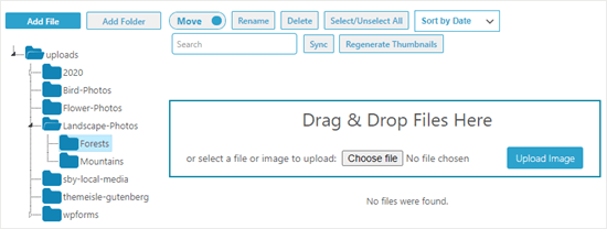 Uploading files using the Media Library Folders plugin