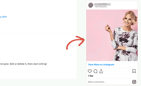 Instagram photo embed in WordPress sidebar