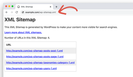 WordPress predefinito ha generato sitemap in WordPress 5.5