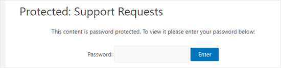 La pagina di WordPress ora richiede una password prima che il contenuto possa essere visualizzato