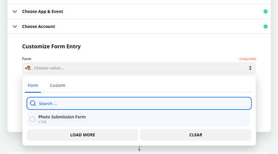 Zapier Choose Photo Submission Form