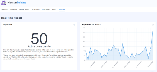 Real Time Report MonsterInsights