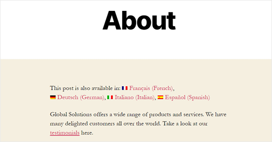 About Page With Translation Options