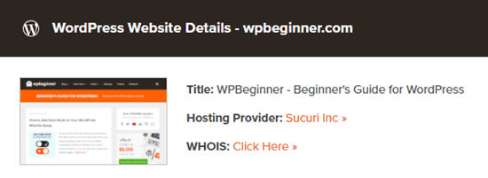 ابزار تم یاب Sucuri را به عنوان میزبان WPBeginner لیست می کند