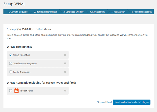 Viewing the setup recommendations