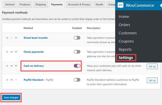 Abilitazione del pagamento in contrassegno in WooCommerce