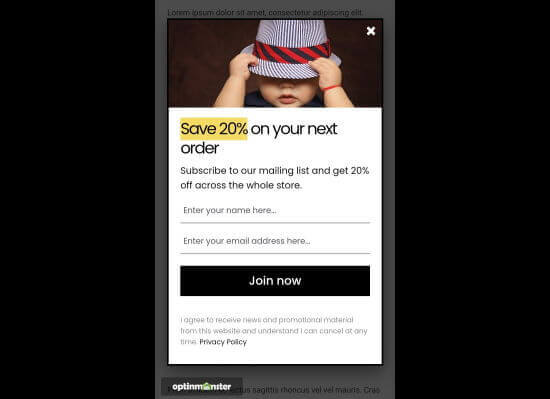 Mobile Popup Example Optinmonster