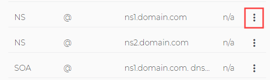 The nameservers in the list of DNS settings at Domain.com