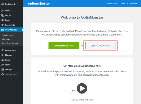 Optinmonster Connect Account