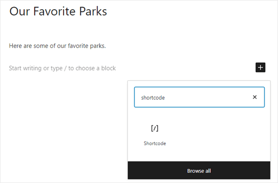 Add Shortcode Block Wordpress