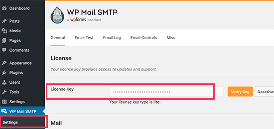 WP 메일 SMTP 라이센스