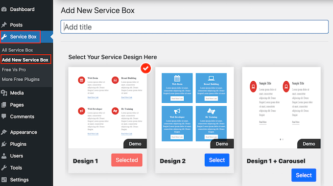 The Service Box Showcase plugin