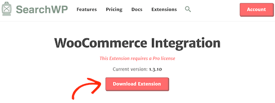 Downloading the WooCommerce SearchWP integration