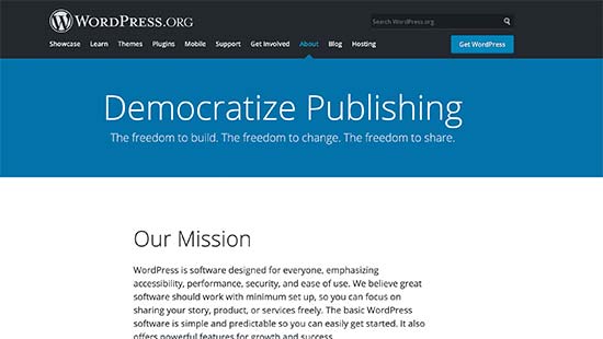 Миссия WordPress - демократизация издательской деятельности