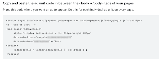 AdSense code example