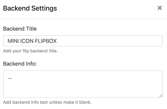 Change backend flipbox text