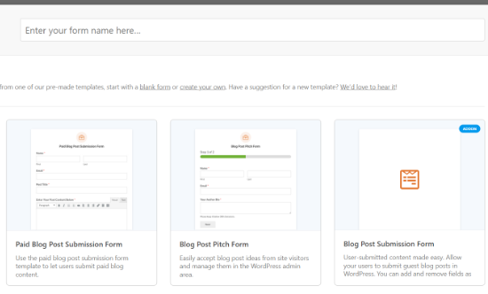 Creating a Blog Post Submission form Blog post submission form template
