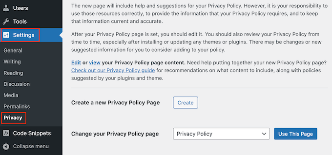 Including a personal privacy policy to your WordPress site