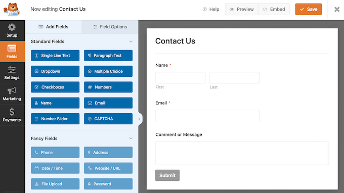 Including fields to a WordPress contact type