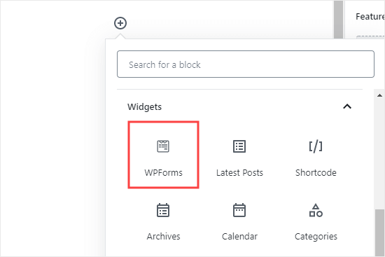 Add Wpforms Block