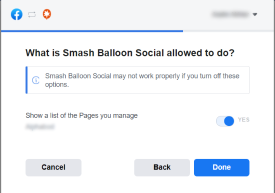 Allow Smash Balloon to use the page