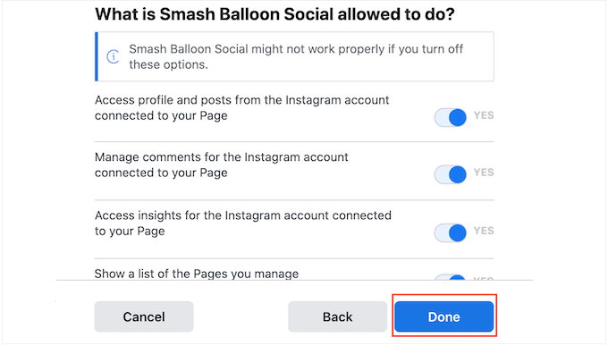 How to change the Instagram permissions with Smash Balloon