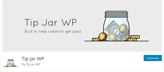 Il plugin Tip Jar WP sul sito Web WordPress