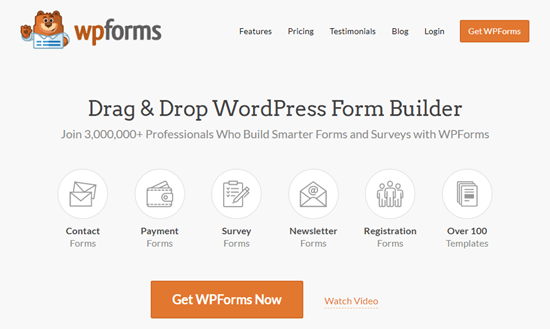 Il sito Web del plugin WPForms