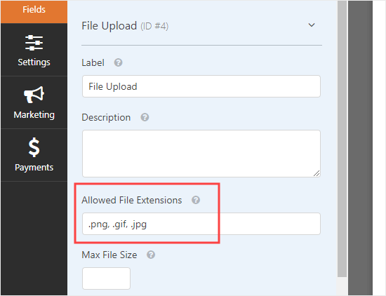 Allowed File Extensions For Upload