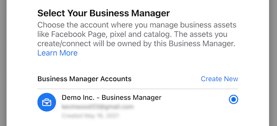 Select business manager account