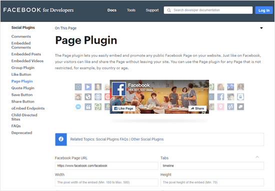 The Facebook Page Plugin Tool for Developers