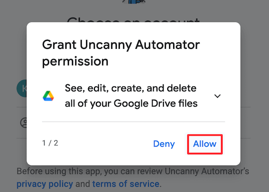 Give Uncanny Automator permission