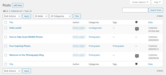 Viewing the imported postsv